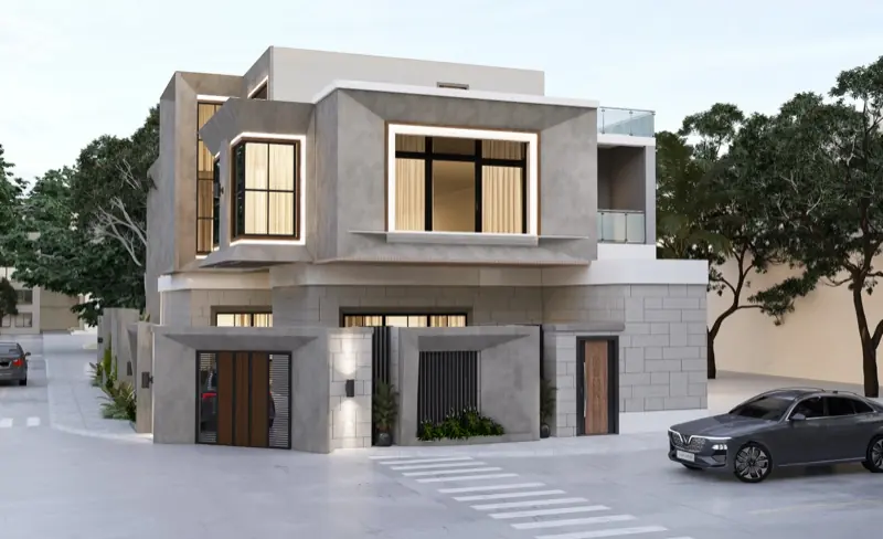 منظور قريب للواجهة والمدخل